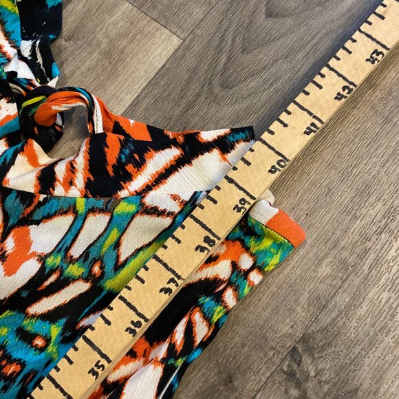 Signature by Robbie Bee Size 14W Abstract Tropical Print Swing Dress Sleeveless - Picture 7 of 8